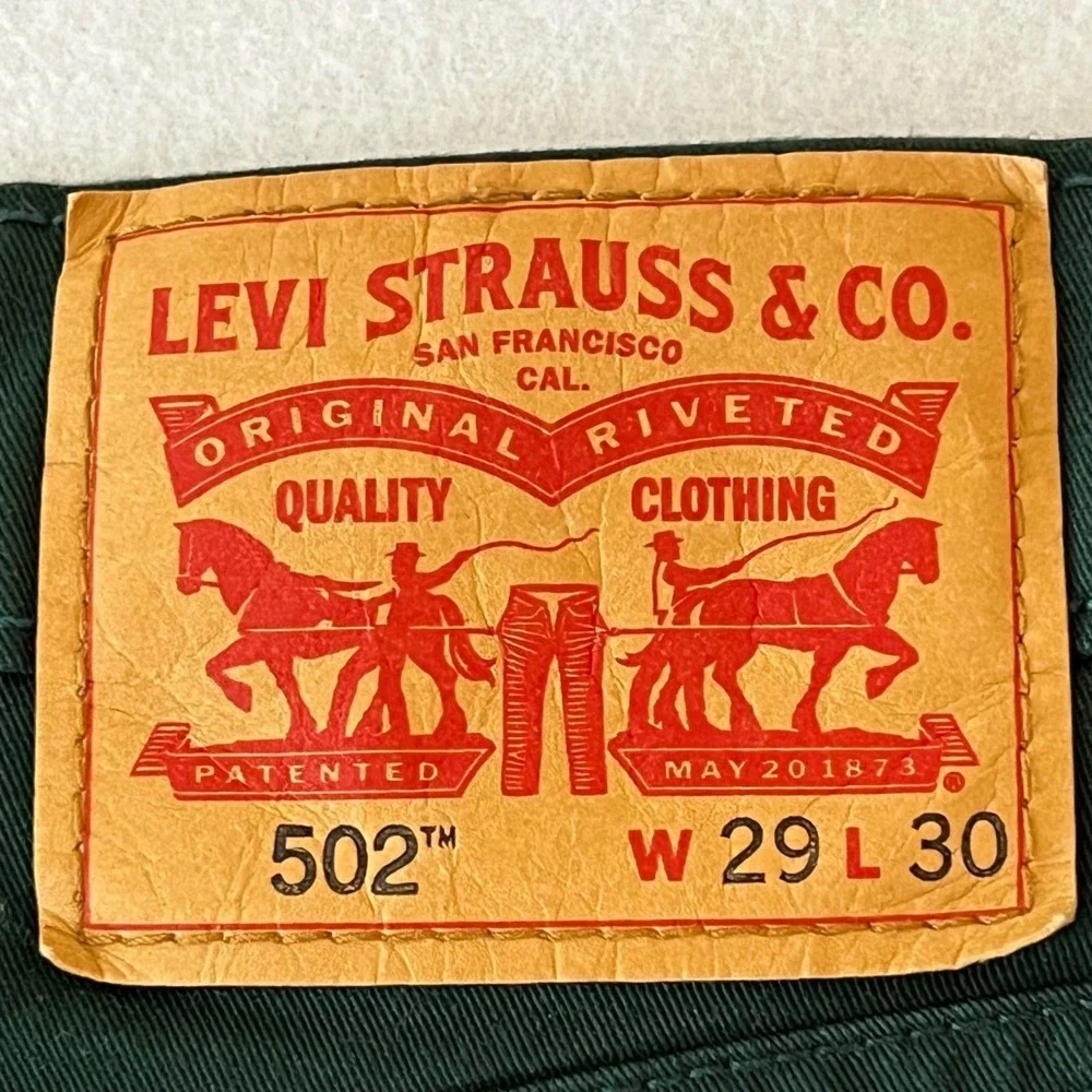 Levi's 502 Men's Stretch Slim Leg Green Pants Size 29x27.5 Regular Fit 5-Pockets